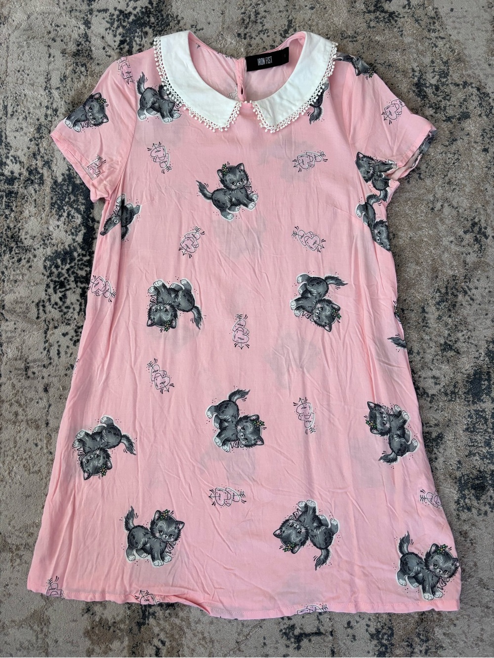 Iron Fist pink cat print mini dress